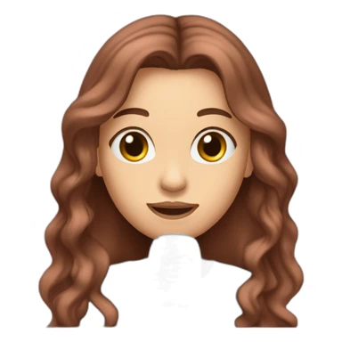 caucasian woman with long brown hair and pink highlights, black t-shirt, with a microphone singing sticker