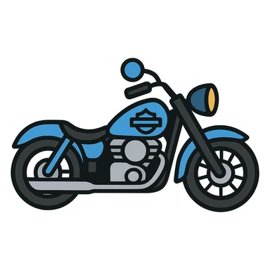 Harley-Davidson classic motorcycle, Emoji style, blue sticker