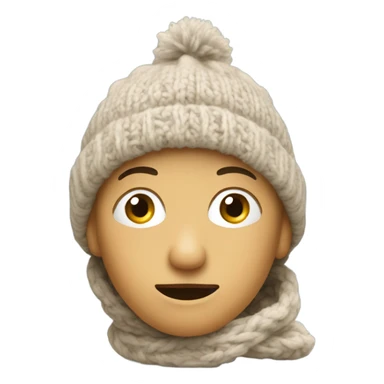 Lost in thought, wearing a knitted hat sticker