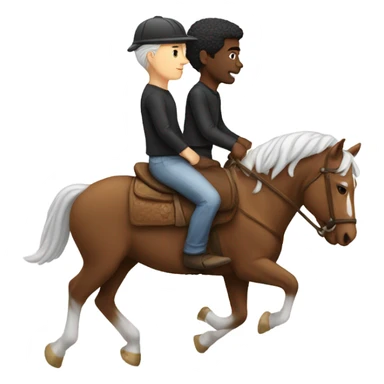 Two white people riding one horse  sticker