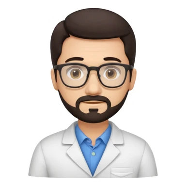 Cute cartoon therapist man dark hair, glasses, facial hair  sticker