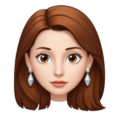 Head without neck of a 35-year-old woman, white skin, long brown hair combed to the right side and small silver earrings, small lips and pointed nose, brown eyes. sticker