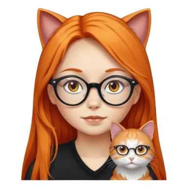 girl with very long orange hair, and silver cat-eyed glasses. Black clothes sticker