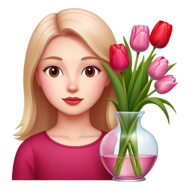 Girl with tulips  sticker