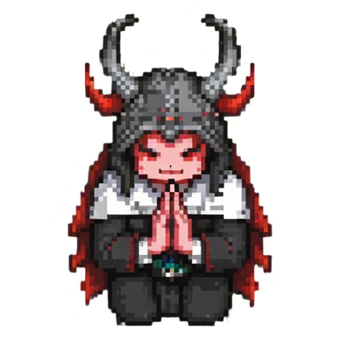 devil making prayer hands sticker