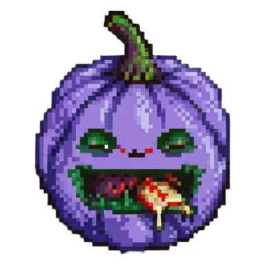 face eating an aubergine (eggplant) pixel art sticker