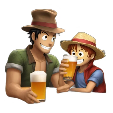 Freddy fazebear drink beer with luffy sticker