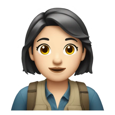 Girl tour guide with fair skin short black hair chubby face sticker