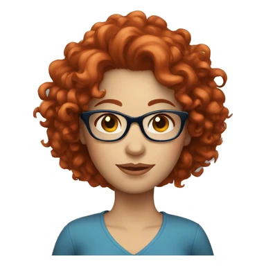 lady with red curly hair, blue eyes and glasses sticker