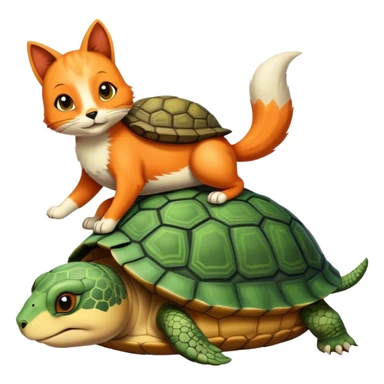A cat turtle on top of a fox turtle sticker