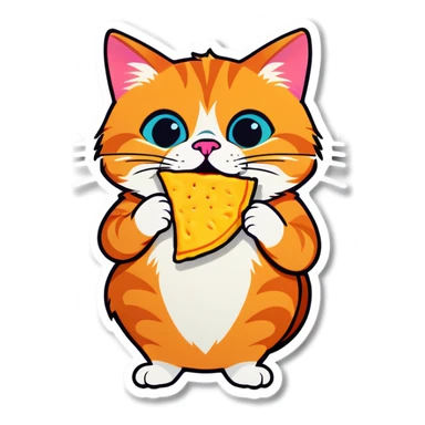 Cat eating crisps sticker