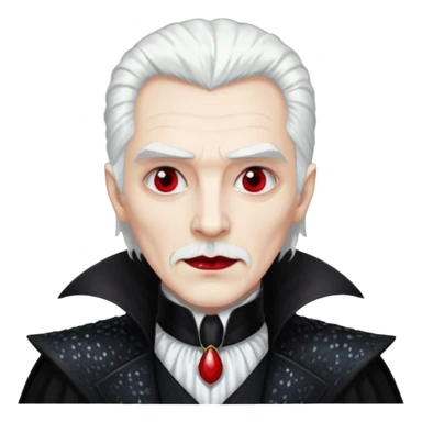 Dracula with white hair, black sequin outfit sticker