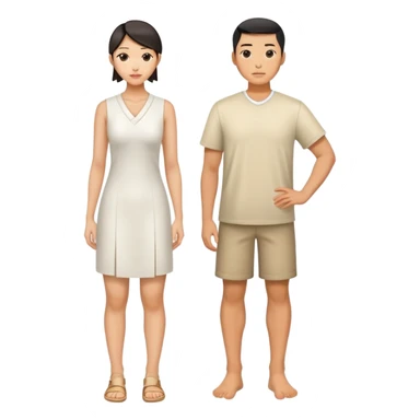 china men and woman photorealistic standing on feet sticker