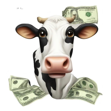 Cow with dollar sins on it sticker