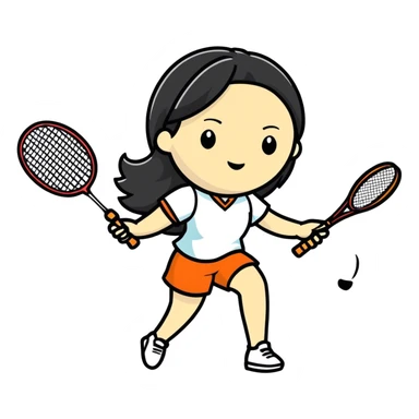 Beautiful long hair lady playing badminton sticker