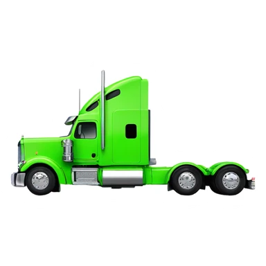 neon green peterbilt semi truck lowered on the ground with large chrome wheels and chrome smoke stacks profile view sticker