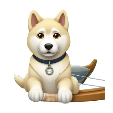 to a light dorée  Husky in a sailboat sticker