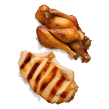 Plate, rice, grilled chicken  sticker