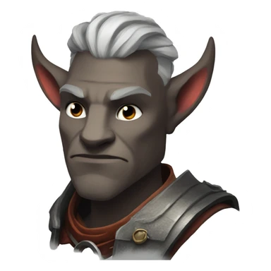 the iron bull from dragon age inquisition, with grey skin and a smirk sticker