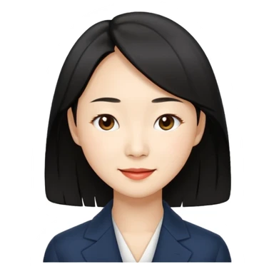 “Cartoon emoji of black hair Gong Hyo-jin, long narrow face, sharp jawline, small almond eyes, high nose bridge, elegant smile, minimal makeup, refined aura” sticker