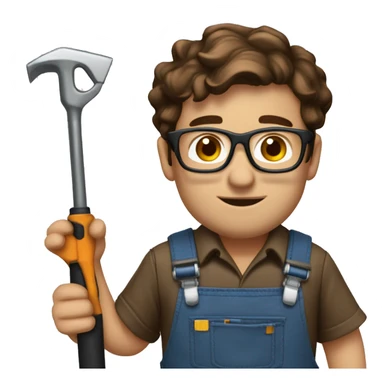 DevDps engineer with glasses and tools with brown hair and work overalls - portreit sticker