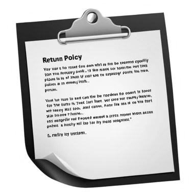 just 2 words "return policy", no background sticker