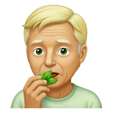 Old blonde white man eating something green sticker