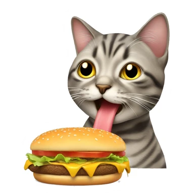 Cat eating cheeseburger sticker