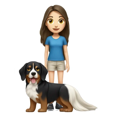 white Brunette long haired girl with swiss mountain dog sticker