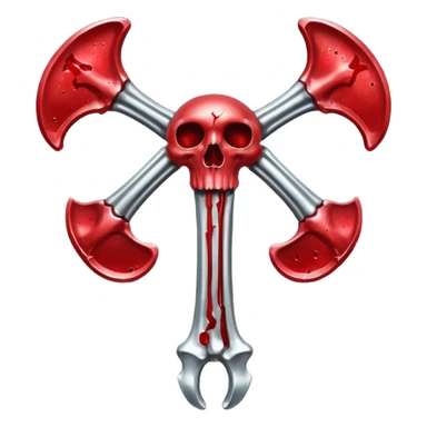 metallic anatomic bones with blood, steel texture, dark dramatic tone, minimal details sticker