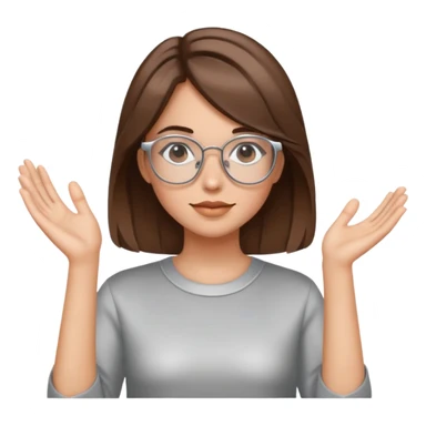 Brown medium lentgh hair girl with silver glasses sticker