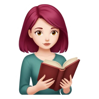 A beautiful, burgundy haired girl reading a book sticker