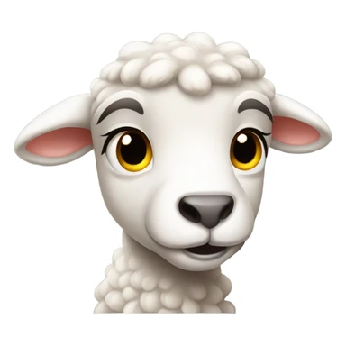 A mean lamb with angry face sticker