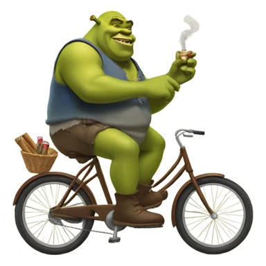 Shrek smoking a cigar riding a bicycle sticker