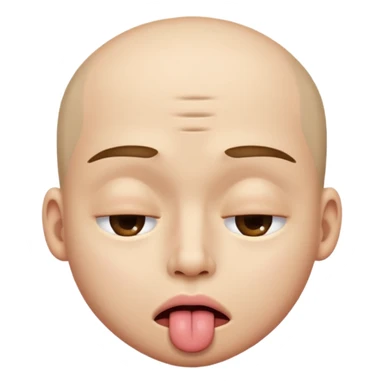 One eye closed one eyebrow up and sticking tongue out sticker