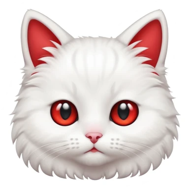 Fluffy cute kawaii white cat with red flush sticker
