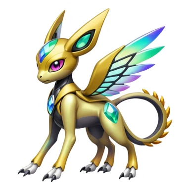 Futuristic Shiny Colorful Meloetta-Wargreymon-Trico-Pokémon-Digimon-Fakémon-fusion-hybrid-creature sticker
