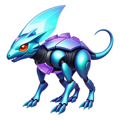  exotic tropical iridescent cyber-Protogen-Fakémon-Pokémon-Vernid-creature sticker