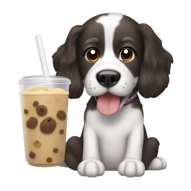 Dog holding boba  sticker