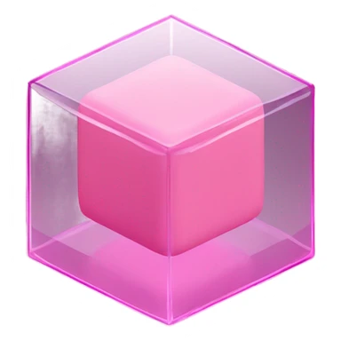 pink cube inside another glass cube isometric view sticker