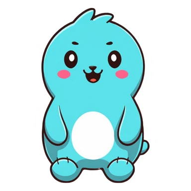 A cute plush toy with a cheerful face sticker