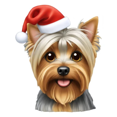 Yorkshireterrier with christmas hat sticker