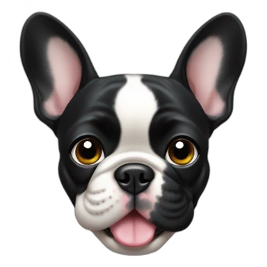 Happy french bulldog half face black hair sticker