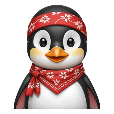 smiling penguin with a red bandana sticker