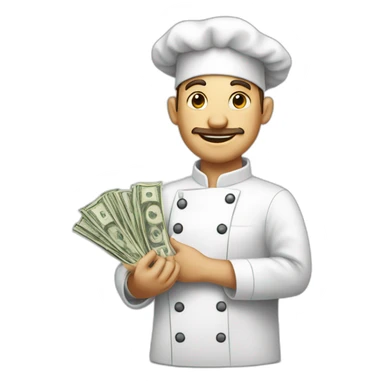 white skin chef with money in his hands sticker