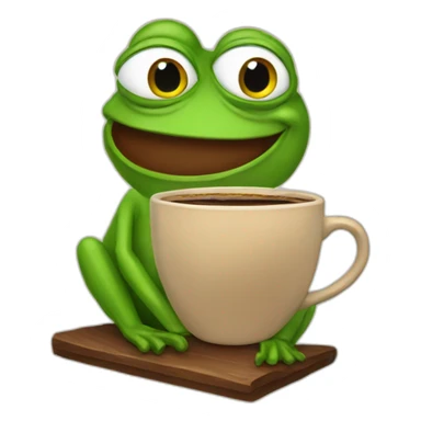 happy pepe with coffee sticker