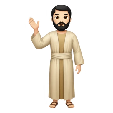 fullbody, head-to-toe, Jesus's apostle Thomas, black hair and black beard, hands down, normal emoji style, different pose sticker
