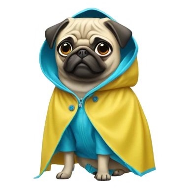 Pug wearing a raincoat sticker