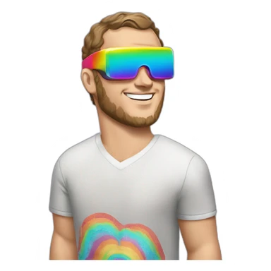 Fancy disco Jonathan Toews wearing rainbow lace shirt and wearing VR glasses sticker