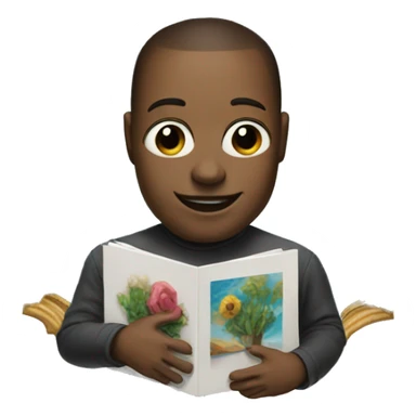 artificial intelligence holding his painting sticker